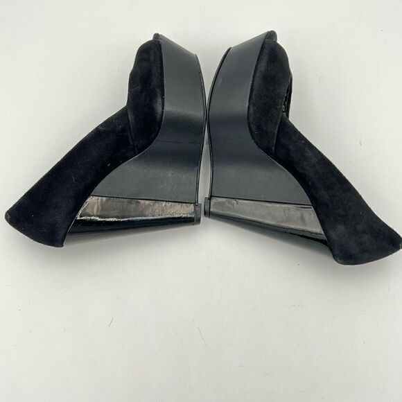 Jessica Simpson Women's Leelo Black Peep Toe Wedge Heel Suede Shoes Sz5B - Picture 5 of 7
